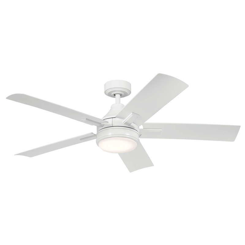 White Steel 52'' Ceiling Fan with Integrated LED Light