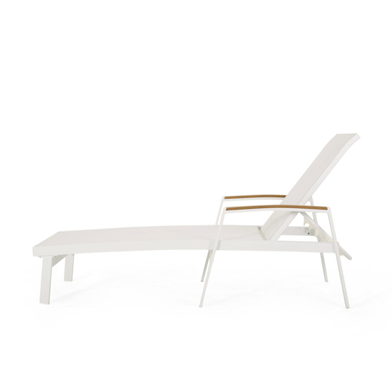 Burnam Outdoor Metal Chaise Lounge Set with Table, White
