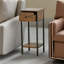 Tall 2 Tier Side Table End Tables with Metal Frame and Storage Drawer Living Room Home Furniture