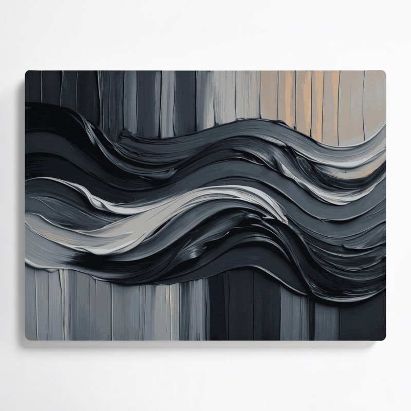 Art mural horizontal en métal rayé horizontal gris foncé, H 11 po x l 14 po