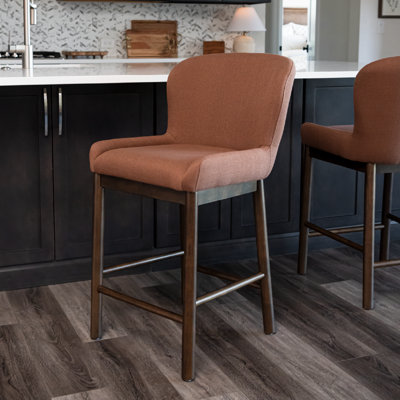Maven Lane Gia Kitchen Stool with Canvas Fabric Upholstery