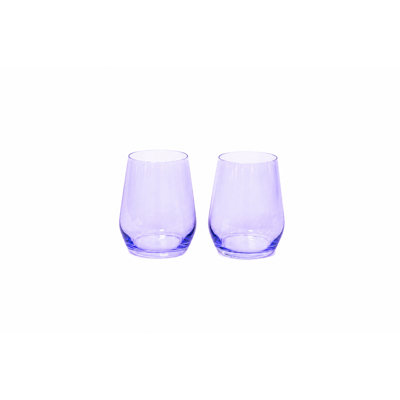 Lady Lavender Colored Wine Glass - Set of 2 - Stemless