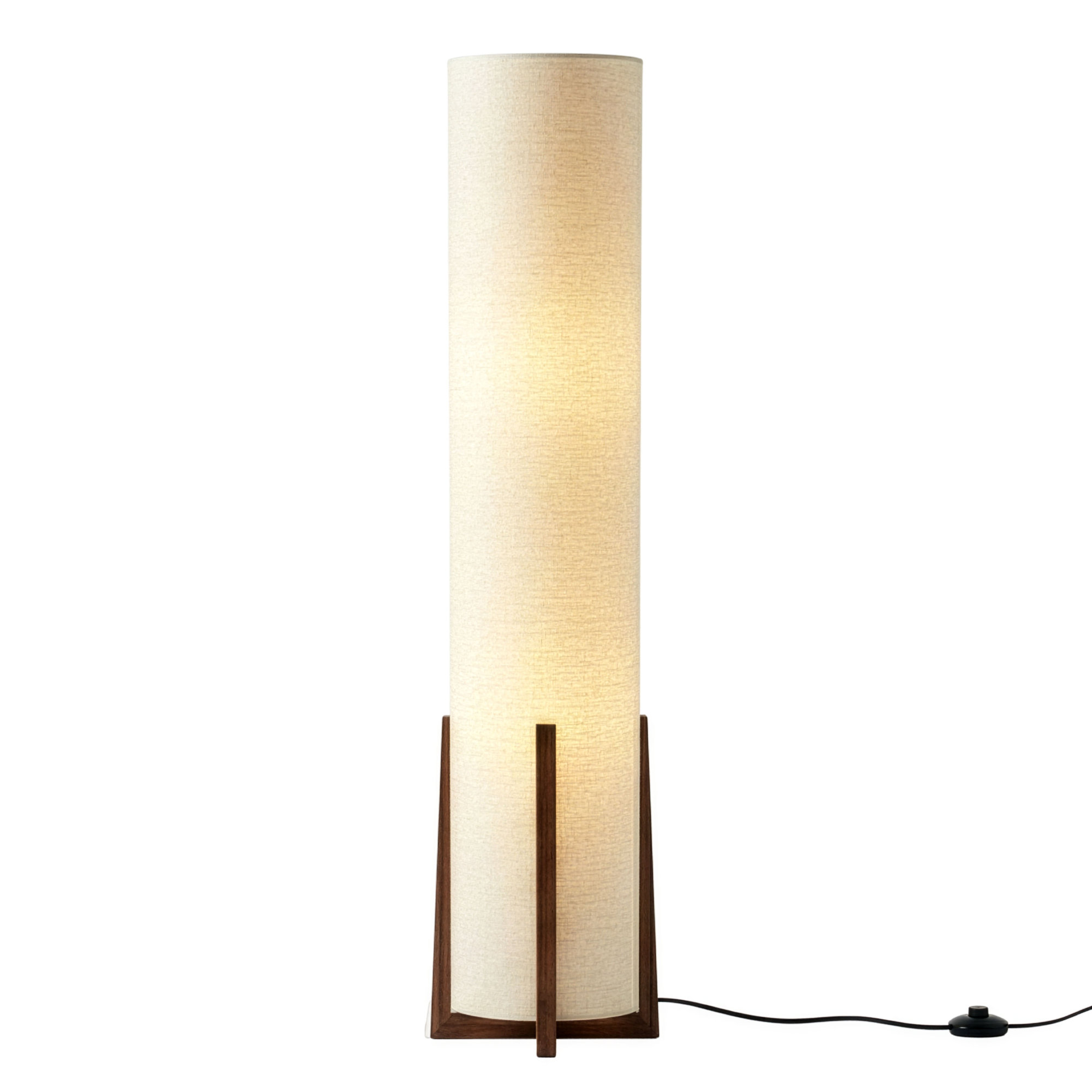 Parker 48 in. Farmhouse 2-Light LED Energy Efficient Floor Lamp with Beige Fabric Cylinder Shade