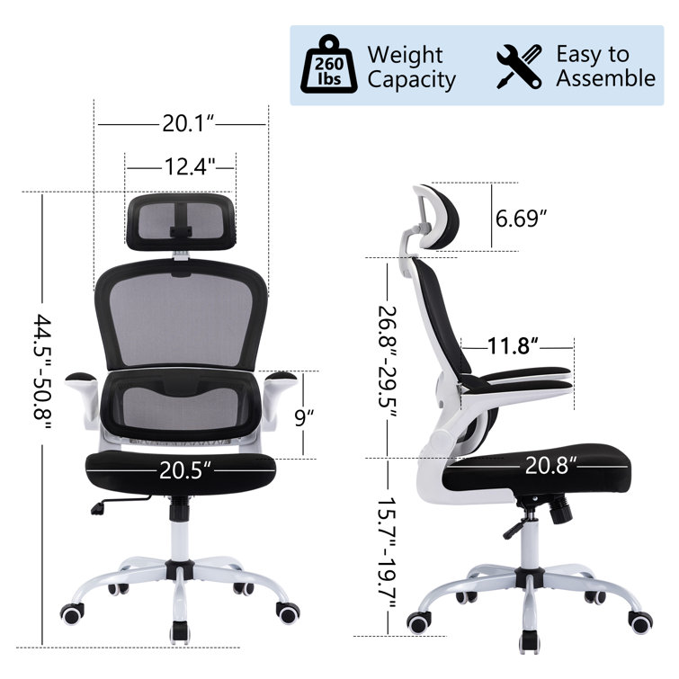 Kourtne Ergonomic Desk Chair Office Chair Home Office Mesh Task Chair with Headrest Inbox Zero