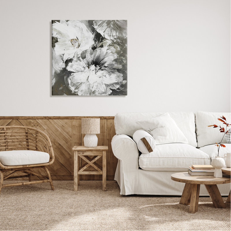 Art mural sur toile Stupell Industries avec fleurs abstraites blanches et grises de Design Fabrikken
