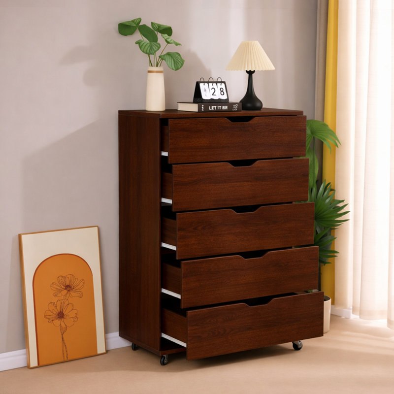 Organisateur de tiroir de rangement mobile, Marron foncé