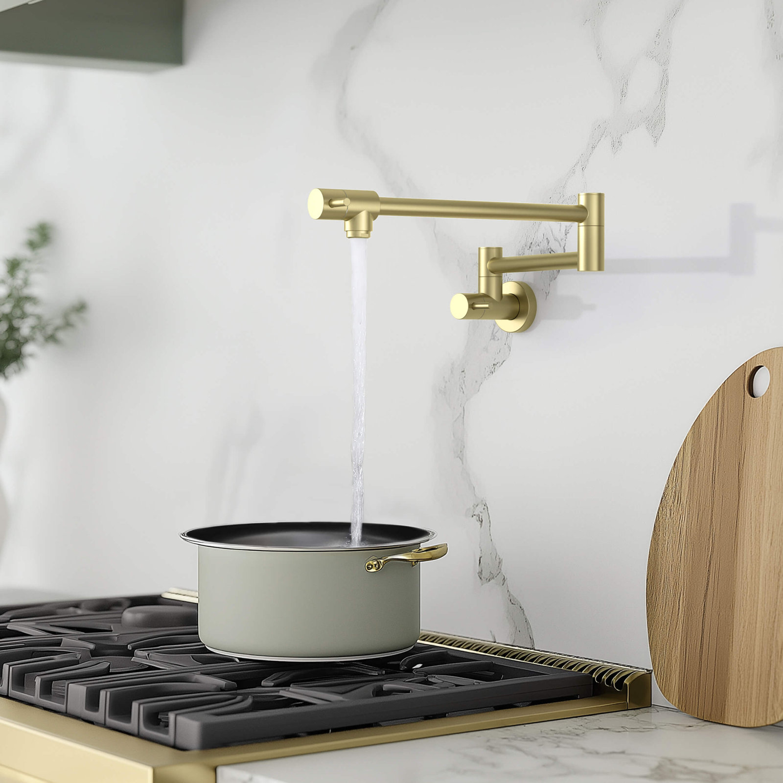 Kitchen Pot Filler Faucet, Brushed Gold