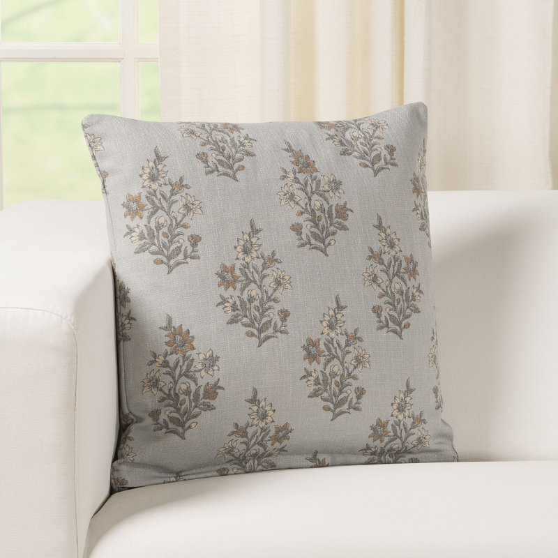 Coussin en polyester Weatherford, Floral minéral, Carré 26 po, Polyester