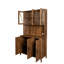 Grande armoire de rangement Milvio avec portes en verre, tiroirs et tablettes ouvertes, armoire de cuisine sur pied pour le salon-1011335842