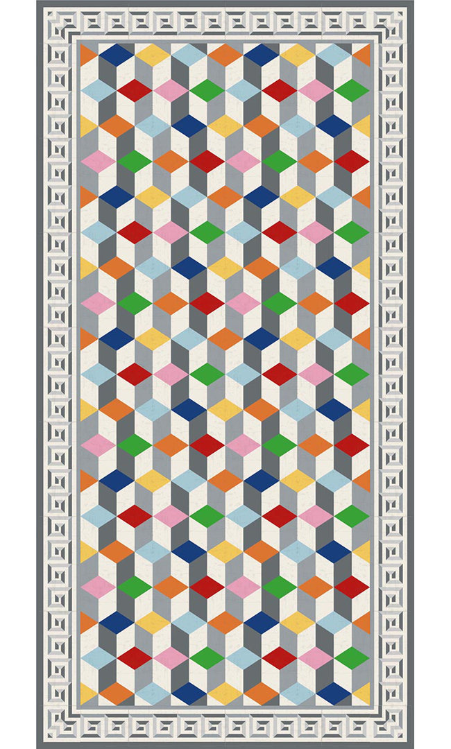  Cubic Mix Easy to Clean Vinyl Rug ADAMA LLC Rug 