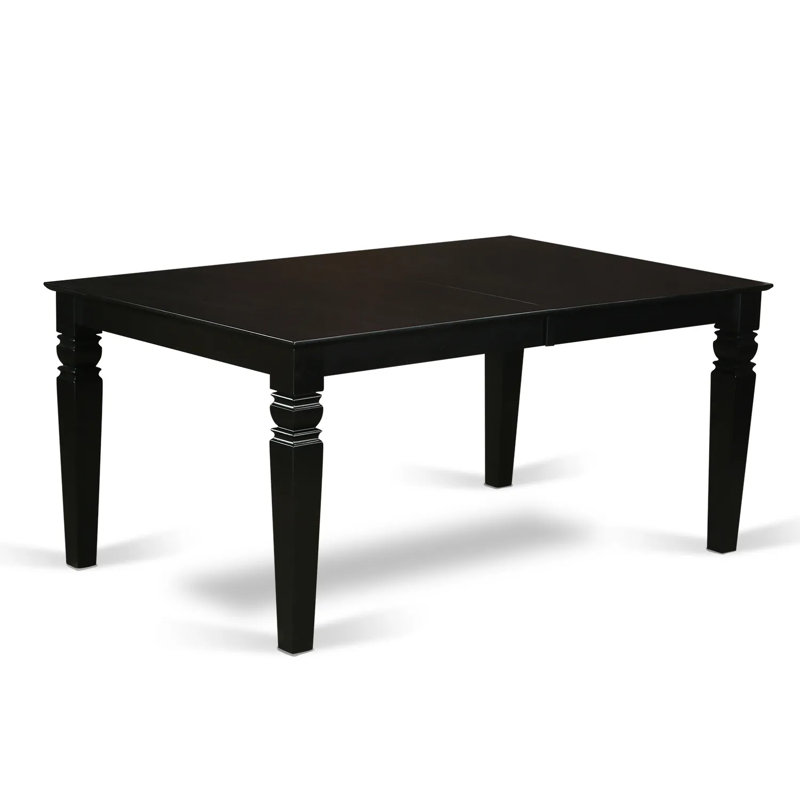 9 Piece Dining Set Includes a Rectangle Dining Table with Butterfly Leaf and 8 Linen Fabric Kitchen Room Chairs, Black, Black