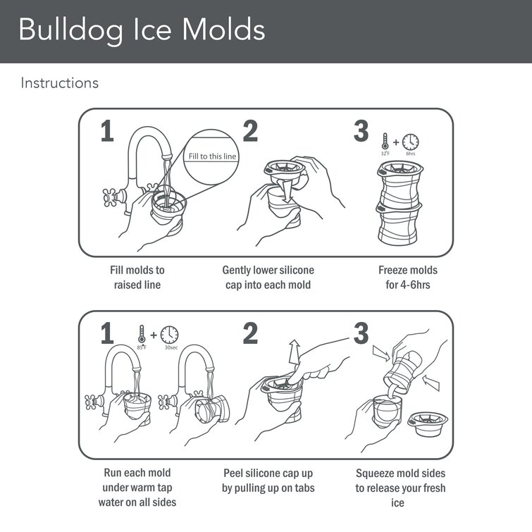 Novelty Bulldog Ice Mold - Set of 2