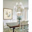 Lustre 8 lumières de style campagne moderne - laiton bicolore avec abat-jour en lin sur mesure-133691280