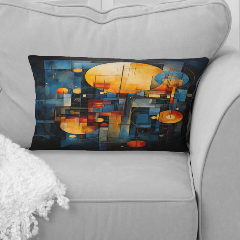 Coussin décoratif imprimé astrologie jaune sarcelle - alignement céleste II
