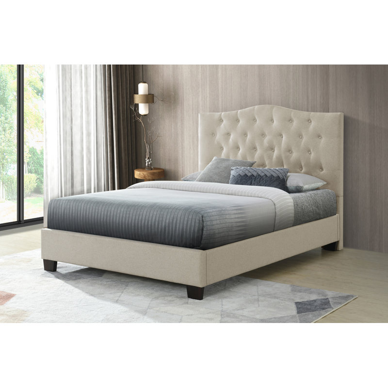 Kessel Upholstered Platform Bed, King, Beige