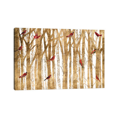 Red Bird Christmas Collection A 1 Piece Wrapped Canvas Painting