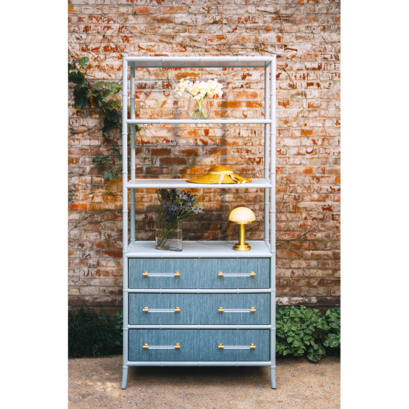 Flynn Etagere Bookcase, Blue