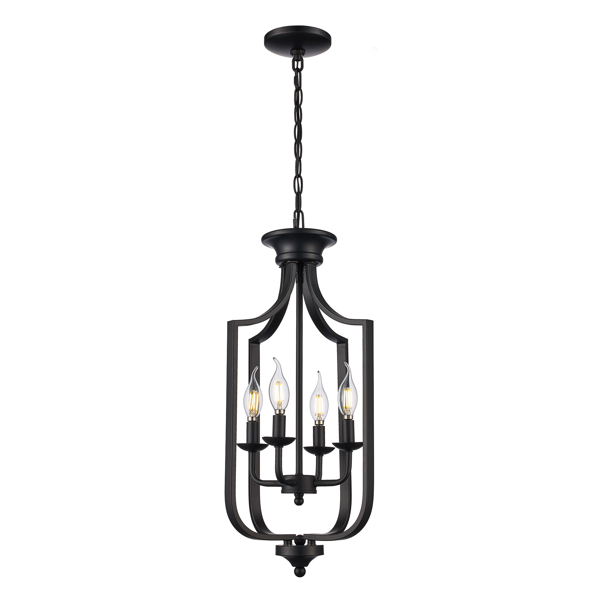 Baril 4 - Light Lantern Empire Chandelier, Small, Matte Black