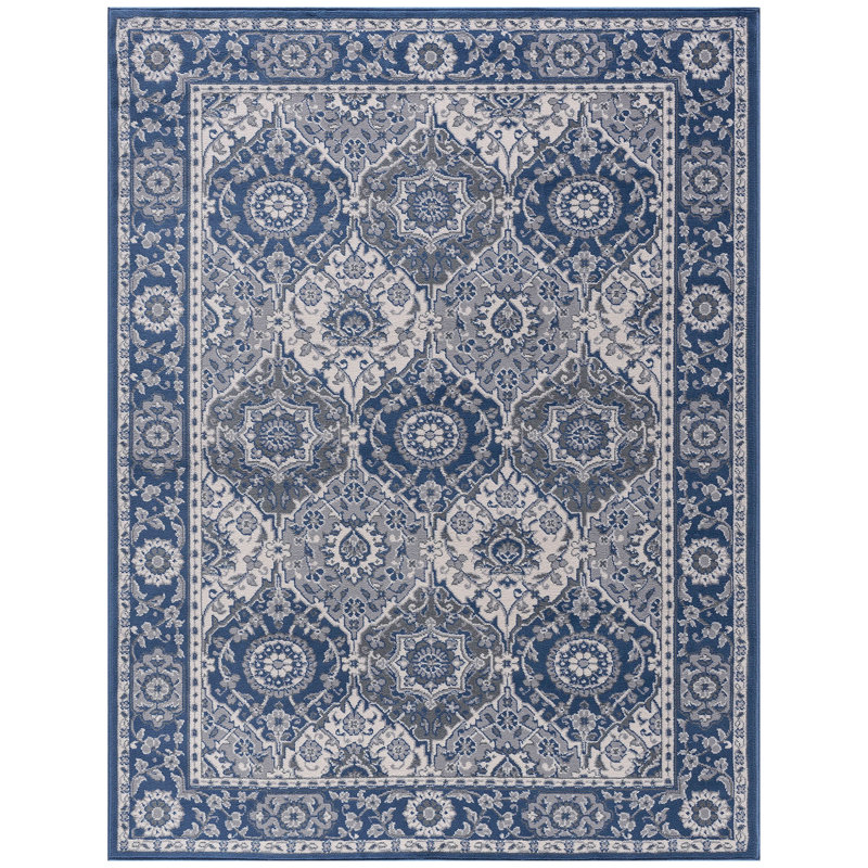 Tapis oriental bleu marine Wealden, Rectangle 5 pi x 7 pi