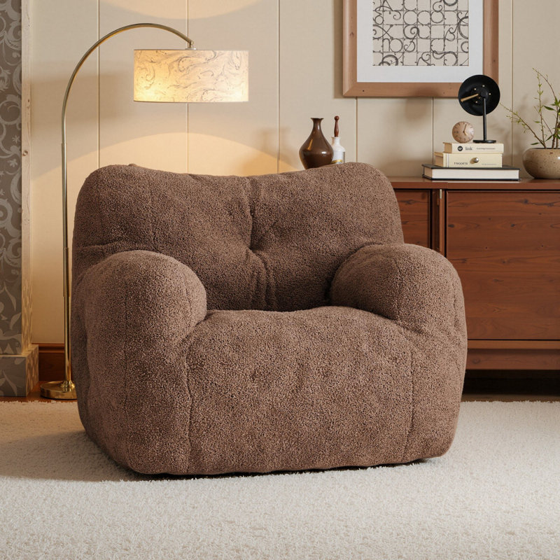 Fauteuil à billes Compression, Peluche café