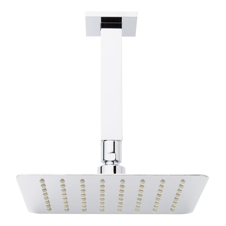 8" Modern Square Rainfall Shower Head With 12" Square Ceiling-Mount Arm - 2.5