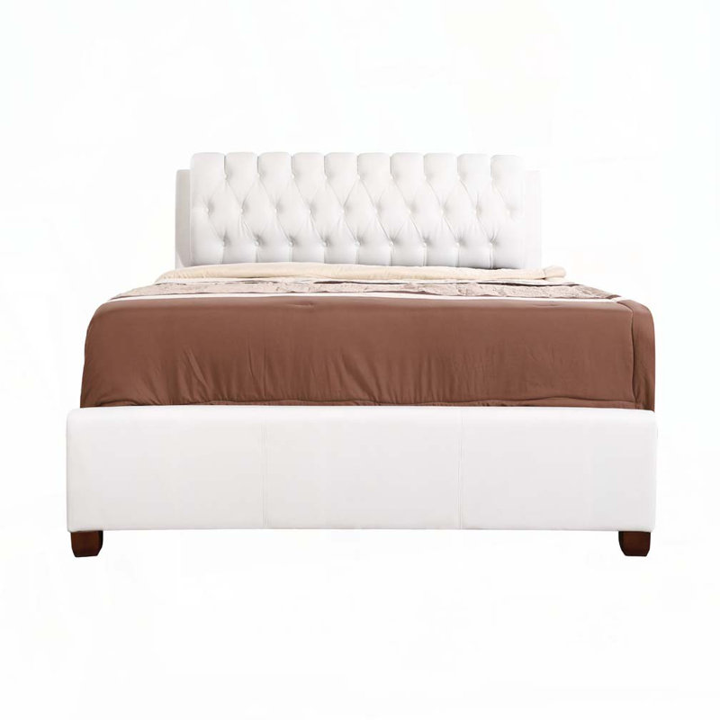 Lit rembourré en polyuréthane avec tête de lit capitonnée, élégant et confortable pour une chambre à coucher moderne, Double