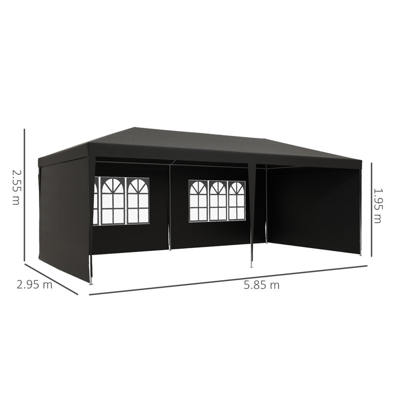 Bahattin 2.95m x 5.83m Metal Party Tent, Dark Grey