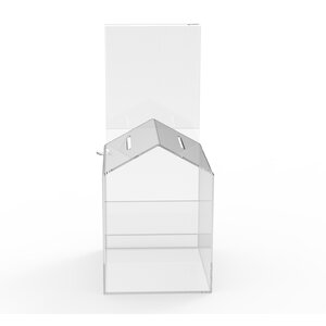 Fixturedisplays® ACRYLIC "DOG-HOUSE" SHAPED DONATION BOX 5" W X 10" H X 6" D WITH A Small Pad-Lock 14706