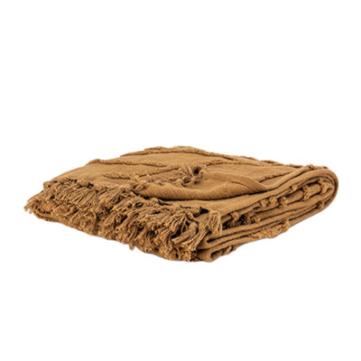 Jeté tissé en coton 50 po x 50 po Camel