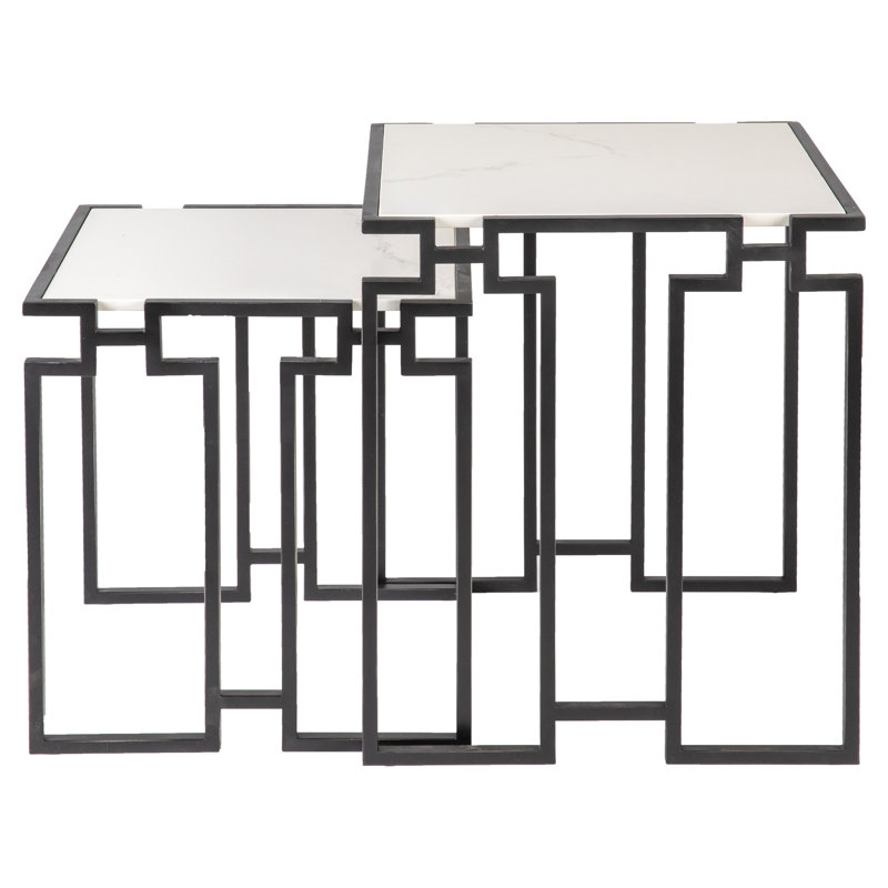 Bosphorus Steel Sled Nesting Tables, Flat Black