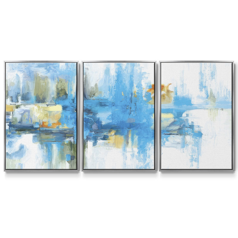 Metro Blue - Toile encadrée multi-pièces, Argent, H 24 po x l 48 po x P 2 po