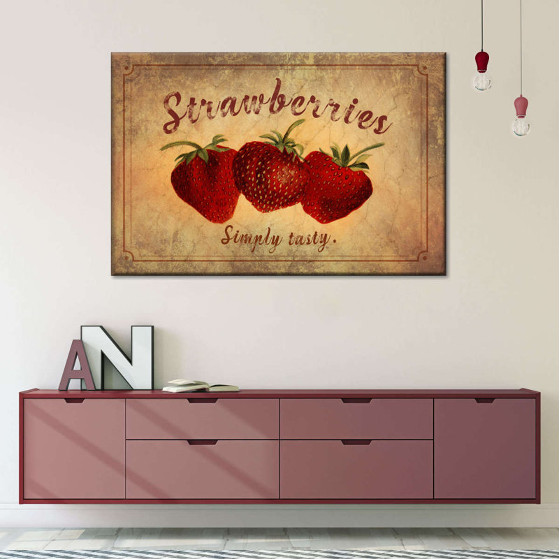Fraises savoureuses sur toile, H 39 po x l 26 po x P 1,25 po