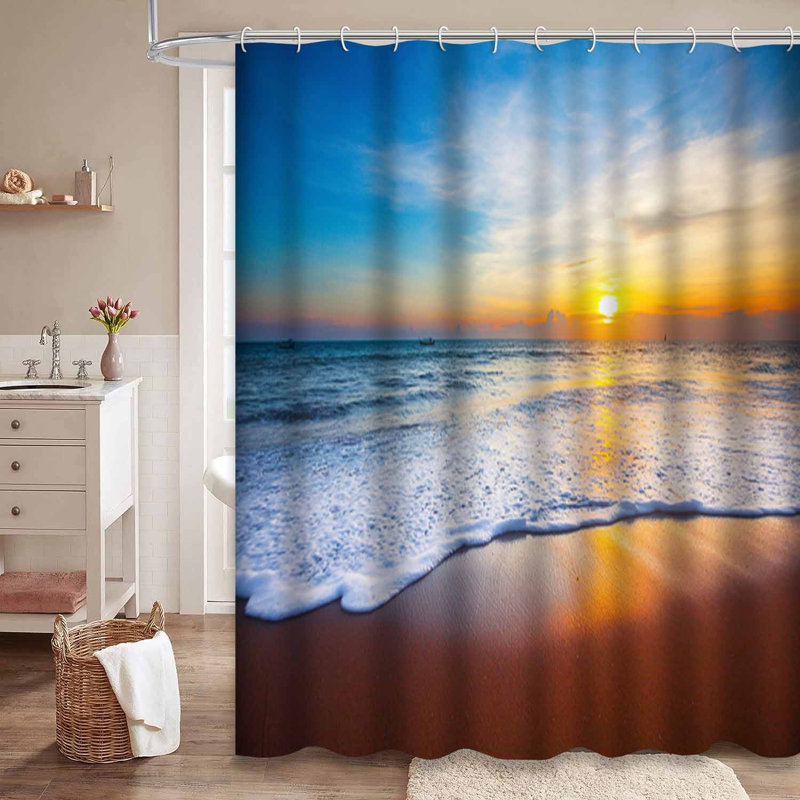 Rideau de douche avec 12 crochets Sunset, L 72 po x l 84 po