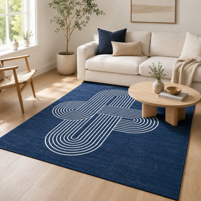 Tapis géométrique abstrait moderne 152 x 213-274 x 366 cm, lavable à la machine, antidérapant, à poils courts, avec motifs de lignes entrelacées, tapis contemporain pour salon ou chambre, compatible avec les animaux de compagnie