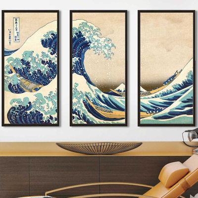 " The Great Wave Off Kanagawa " by Katsushika Hokusai 3 - Pieces Painting Print