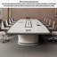Grande table de conférence de luxe laquée avec rail de prise de courant-905116909