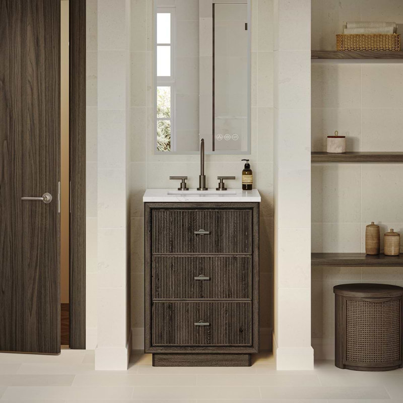 Rhett Vanity, Espresso Oak, 24" W, Carrara Marble