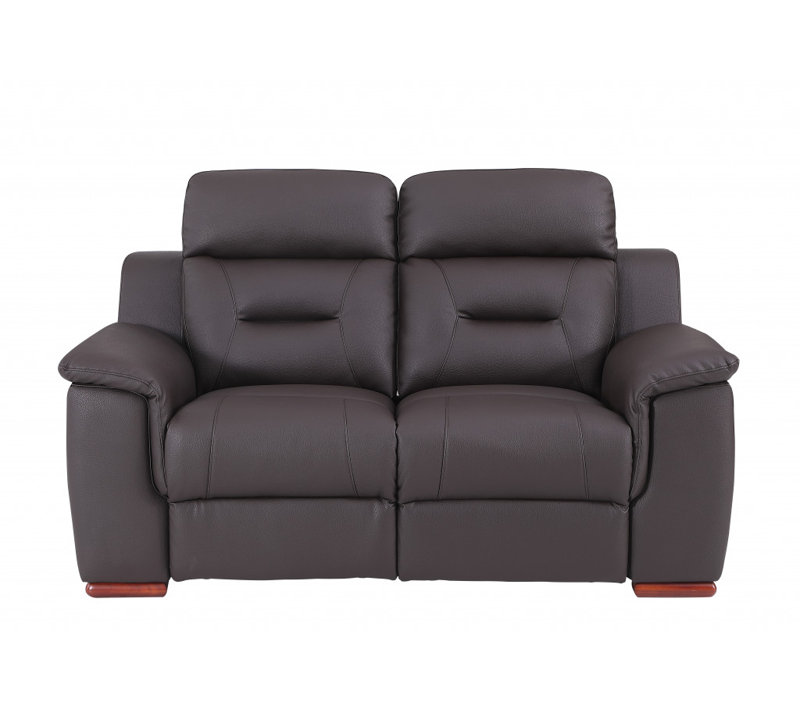 Causeuse inclinable manuelle en similicuir brun de 67 po Gracie Mills, Similicuir brun