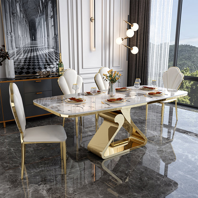 Pedestal Dining Set, 29.53" H x 70.87" L x 35.43" W, 9