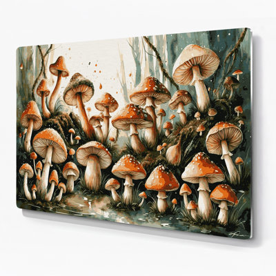 Halloween Mushrooms and toadstools Brown Metal Wall Art