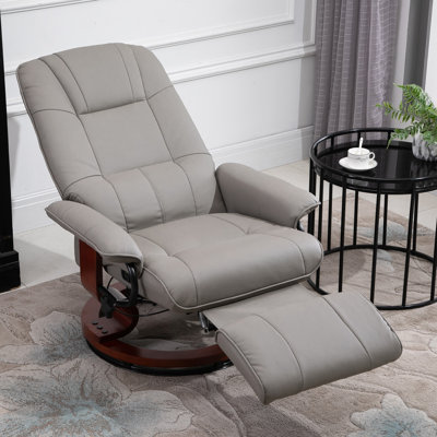 HOMCOM 360° Swivel Recliner Chair with Footstool Leather
