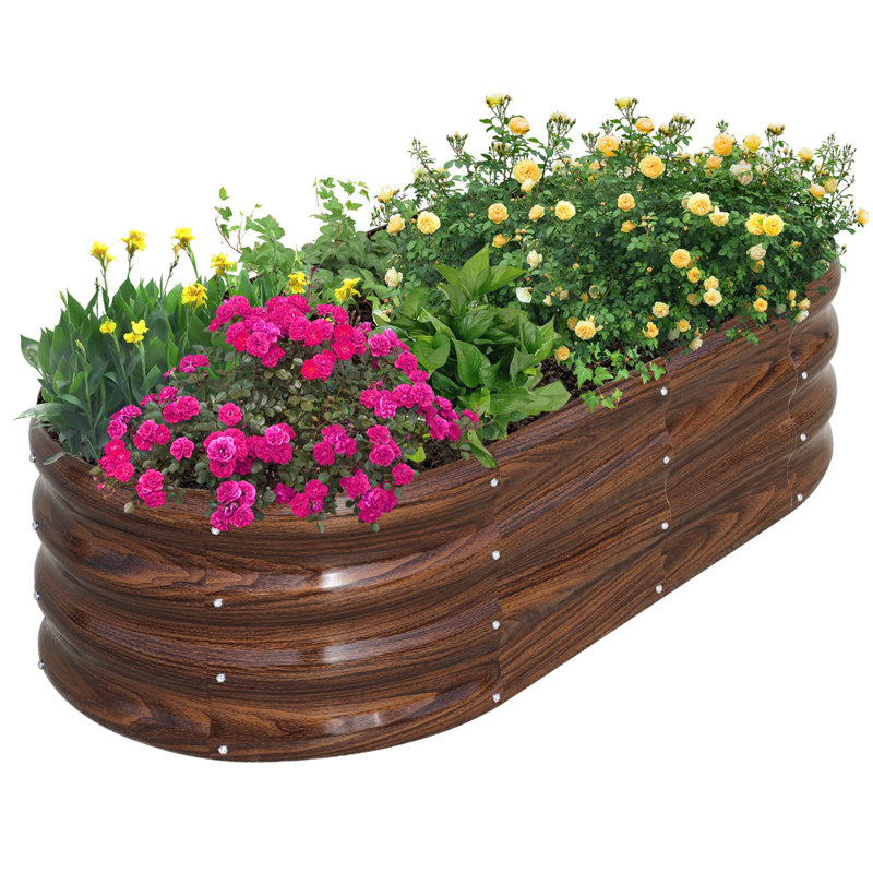 Lit de jardin surélevé galvanisé pour l'extérieur, H 11,8 po x l 46 po x P 23,6 po, Brun