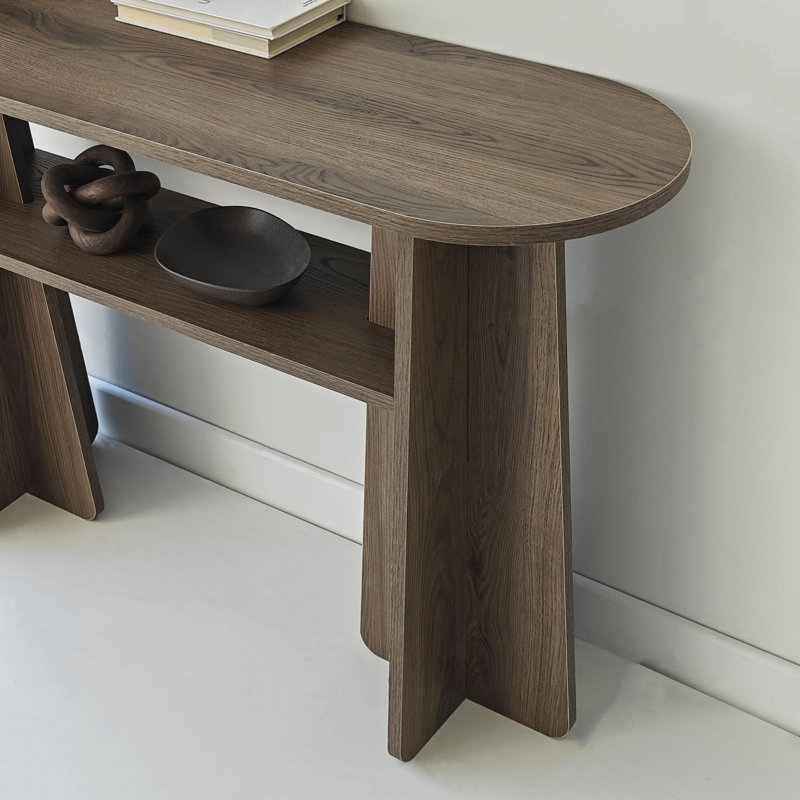 Arco Modern Console Table with Open Shelf and Walnut Finish 47.2" W