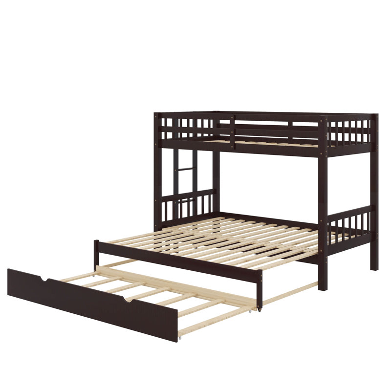 Twin Over Twin Pull-Out Bunk Bed With Trundle, Espresso