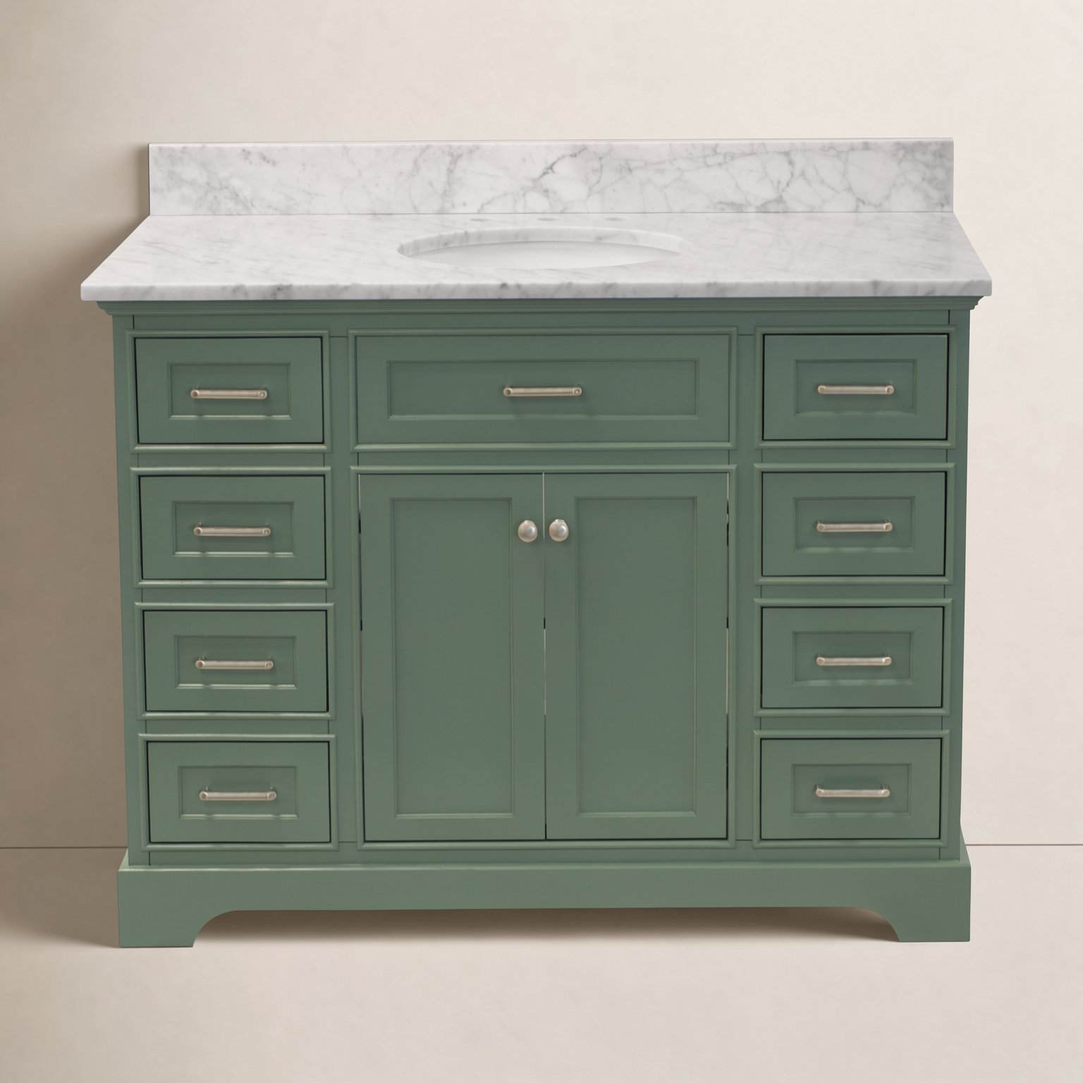 Ronnie 48'' Single Bathroom Vanity, Carrara Marble, Sage Green