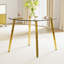 Table circulaire en verre trempé transparent de style moderne minimaliste, plateau en verre trempé, pieds en métal doré, convenant à la cuisine, à la salle à manger et au salon-552181251