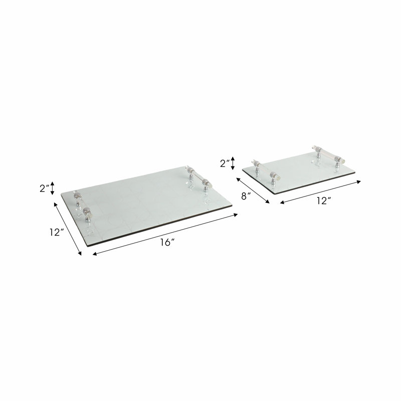 Elegant Glass Serving Trays With Modern Handles - Decorative And Functional Tabletop Display - Stylish And Versatile Accent Set Of 2