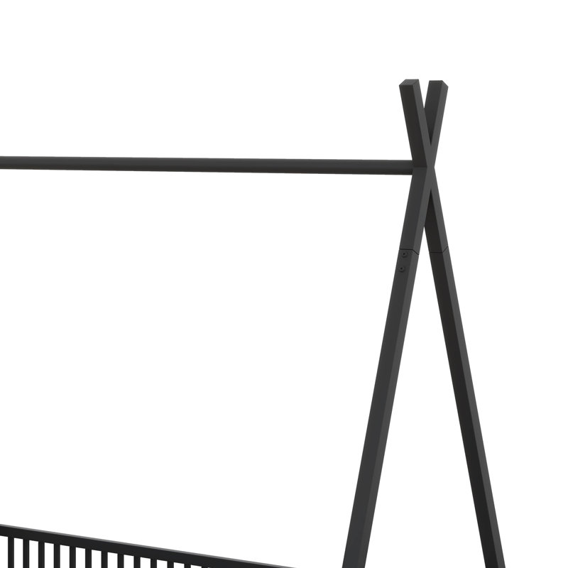 Lit en forme de maison, Noir, Simple