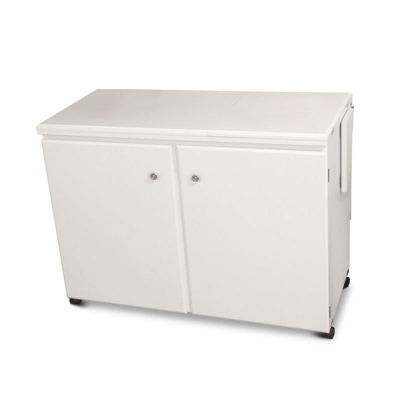 Bertha 84.18" x 39.75" Foldable Crafting Storage Cabinet with Wheels, White