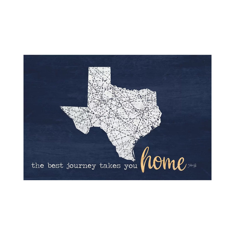«Best Journey Texas» par Marla Rae - reproduction d'art textuel sur toile tendue, H 12 po x l 18 po x P 1,5 po